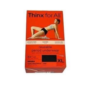 Thinx NWT black brief reusable period underwear super absorbency size XL